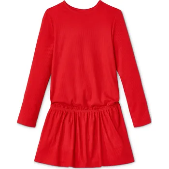 Dámské šaty 623337 - Tchibo - Žerzejové žebrované šaty - pro dívky - vel. 110/116 - barva: červená