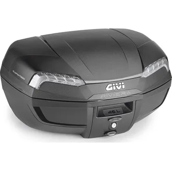 Zavazadlo na motocykl E46Nt2 Riviera kufr Givi černý (Monolock s vlastní plotnou), čiré odrazky, objem 47 ltr.