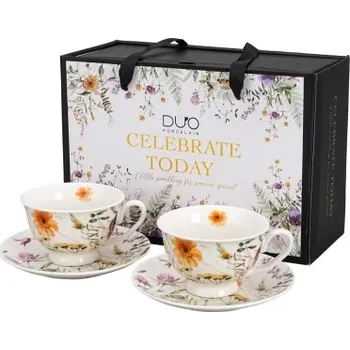 Sada 2 porcelánových hrnků s podšálky PANSY 250ml