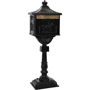 Poštovní schránka Stojící poštovní schránka se dveřmi Černá 42,5 x 29,5 x 117 cm