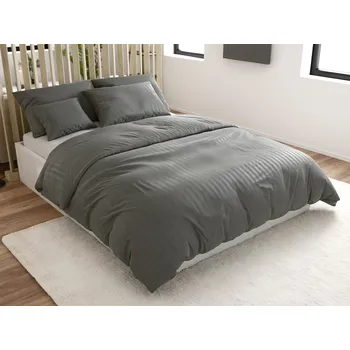 Hotelové povlečení z mikrovlákna JASMINE PURE šedé - proužek 1 cm, hotelová kapsa Rozměr povlečení: 70 x 90 cm | 140 x 200 cm