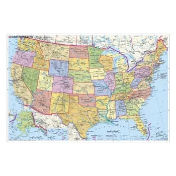 Stiefel Wandkarte Kleinformat USA, Bundesstaaten mit Postleitzahlen, englische Ausgabe, ohne Metallstäbe