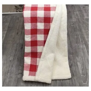 Deka beránek, Skandinávské káro, červená, 150 x 200 cm