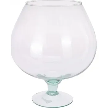 Váza Skleněná váza na stopce z recyklovaného skla 26x22,5 cm