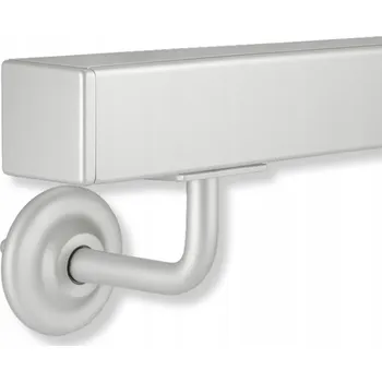 Zábradlí Schodišťové madlo STŘÍBRNÉ Nástěnné ČTVERCOVÉ Ocel Zábradlí na schody 100 cm