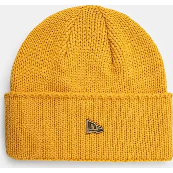 Módní doplněk Čepice z vlněné směsi New Era WIDE CUFF BEANIE 60565448 žlutá 18X, vel. ONE SIZE