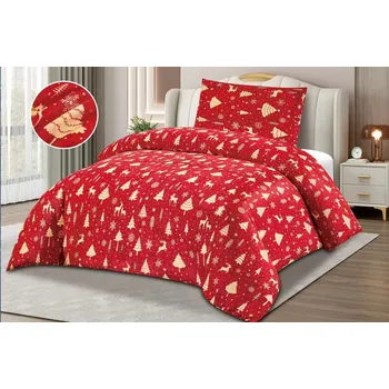 Povlečení NOVINKA 2026 ! Mikroplyšové povlečení s 3D efektem 140x200/70x90 cm - ZIMA ČERVENÉ