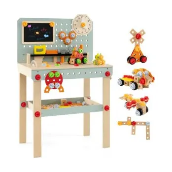 Dílenský stůl Dětský pracovní stůl na nářadí TM10141 s deskou a sadou pro kutily - B COSTWAY