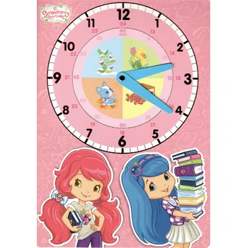 Hodiny Školní papírové hodiny Akim – Strawberry Shortcake růžové (A4)