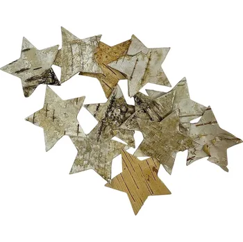 Vánoční dekorace FLOWERIO Hvězdy z březové kůry 6cm 12ks - světlé přírodní