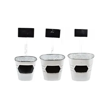 Květináč Oválný plechový květináč s popisovací cedulkou, sada 3 ks