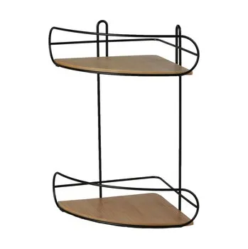 DOCHTMANN Rohová polička 2 patra - kov, bambus černá 20x20x33cm