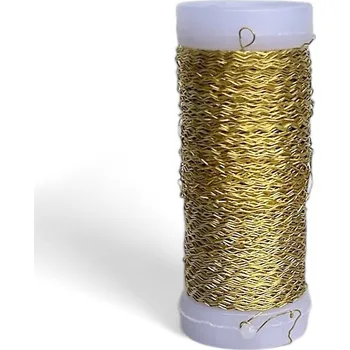 Vánoční dekorace FLOWERIO aranžérský floristický drát krčený 0,3mm 25g - zlatý