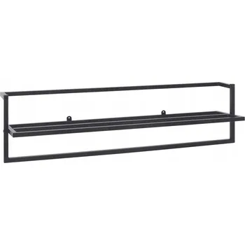 Držák na ručník Držák na ručníky s poličkou, železo, černý, 95x25x22 cm