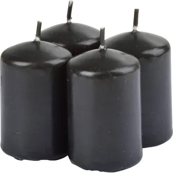 Svíčka Homea Sada vonných svíček, 4 kusy, 6 cm, černá barva, santalové dřevo