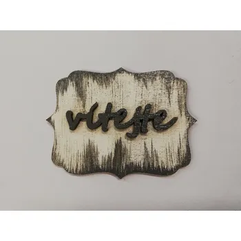 Dřevěná dekorace bílá se šedou patinou 8 x 6 cm - VÍTEJTE č.3