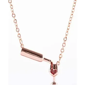 Náhrdelník Dámský náhrdelník | řetízek s přívěškem, styl láhev s vínem - Bronzová