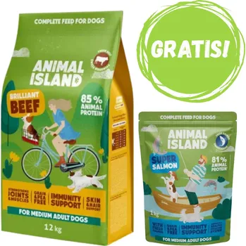 Krmivo pro psa ANIMAL ISLAND Brilliant beef Hovězí - suché krmivo pro psy - 12 kg + ZDARMA