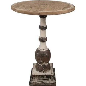 Jídelní stůl Hnědo-šedý antik dřevěný kulatý stůl Anais - Ø 62*81 cm