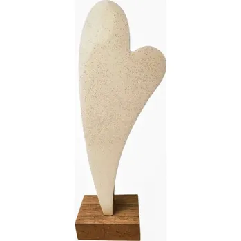 Bílé srdce ze dřeva na podstavci 20 cm