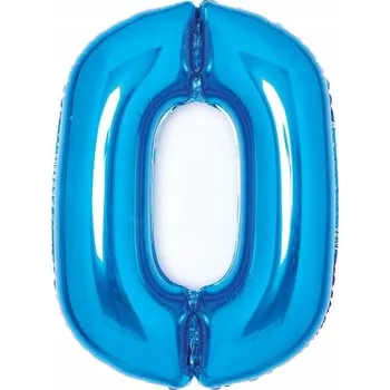 Balónek Číslice 0 Modrá 26"/66 cm - pro nafouknutí heliem - Amscan