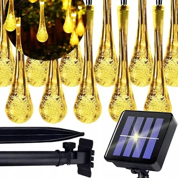 Venkovní osvětlení SOLÁRNÍ ZAHRADNÍ GIRLANDA SVĚTÝLKA 50 LED 9,5M TEPLÁ BÍLÁ OZDOBNÁ SVĚTÝLKA STALAKTITY SLZY