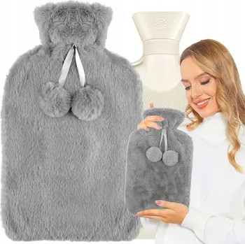 Termofor GUMOVÝ TERMOFOR V PLYŠOVÉM OBALU OHŘÍVAČ NA VODU VE SVETRU VELKÝ 2L