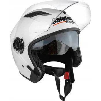 Helma na motorku MOTOCYKLOVÁ PŘILBA OTEVŘENÁ SKÚTR ČTYŘKOLKA ATV MOTOKÁRA KOLEČKOVÉ BRUSLE BÍLÁ CLONA ŠTÍT L