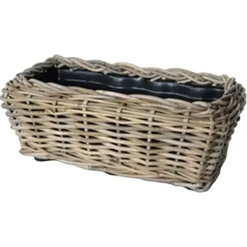 Proutěný koš šedý s plastovou výstelkou, 50x26x18 cm