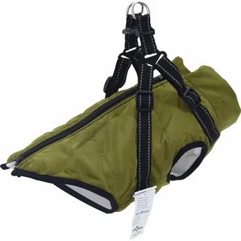 Dámský kabát Psí kabát s postrojem Armádně zelená S Fleece a polyester