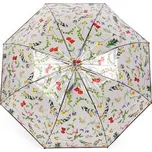 Dámský / dívčí průhledný vystřelovací deštník luční květy - 1 ks - 5 hnědá
