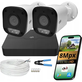 Bezpečnostní kamera Domácí monitorovací systém 2 kamery 8Mpx 4K IP PoE DVS Dual Light LED trubicové