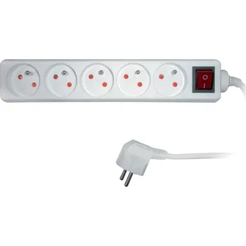 Prodlužovací kabel Retlux RPC 29 Prodlužovací kabel s vypínačem, 5 zásuvek, 2 m, bílá