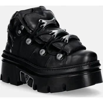 Pánská obuv Kožené tenisky New Rock CRUST NEGRO, REACTOR NEGRO E14 casco CON M.WALL106.S32 černá 99X, EUR 36