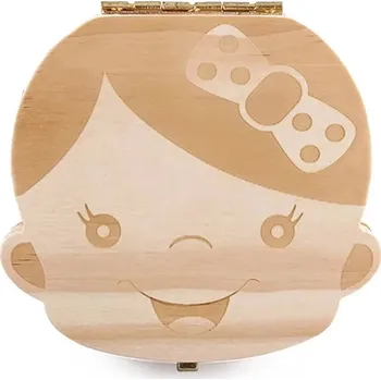 Dárková krabička Dřevěná krabička na zuby | krabička na mléčné zoubky - Holka