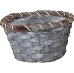 Proutěný šedý košík s igelitovým vkladem, 18 x 10 x 12 cm