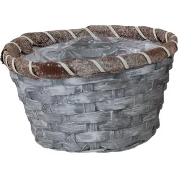 Proutěný šedý košík s igelitovým vkladem, 18 x 10 x 12 cm