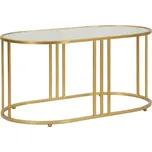 Bílý/ve zlaté barvě konferenční stolek se skleněnou deskou 50x90 cm Antalia – Mauro Ferretti ID_1829288