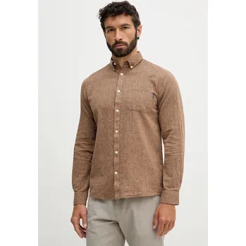 Pánská košile Lněná košile Lindbergh 30.220276 hnědá 88X, vel. L