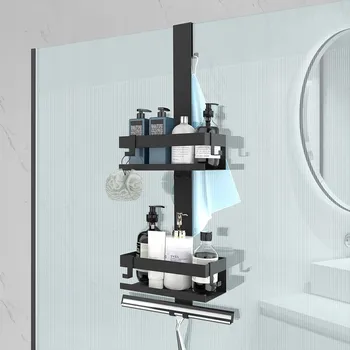 Drátěná police Cooeco polička do sprchy a koupelny k zavěšení nerezová ocel 2 police