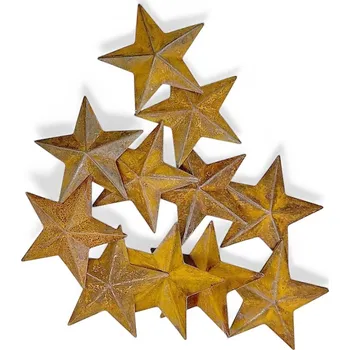 Vánoční dekorace FLOWERIO Kovové rezavé ozdoby - hvězdy 5-cípé 12ks 6cm