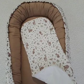 Hnízdečko pro miminko Pro útulný domov Podložka do hnízdečka mušelínová zvířátka Hnědá