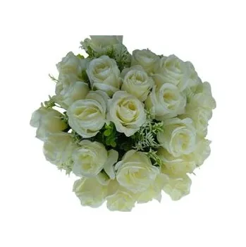 umělá květina Růže kytice 24 květů, bílá AB025 bílá