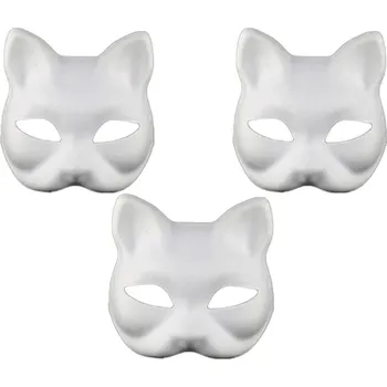 Karnevalová maska Bílá kočičí maska na Halloween a karneval | party maska - 3 ks