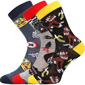 Boma Voxx Obrázkové ponožky MIX B 3 páry - buldozer, nářadí, opice
