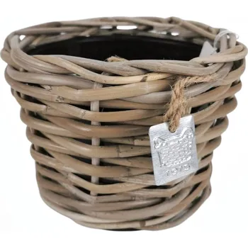 Ratanový koš Kubu 20x15 cm s plastovým vkladem, šedohnědý