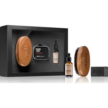 Zew For Men The Simple Lumberjack set kartáč na vousy + tuhé mýdlo na obličej a vousy 85 ml + pečujicí olej na vousy 30 ml