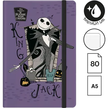 Diář Colorino zápisník s gumičkou Tim Burton 2 A5 80 g linkovaný fialový 80 listů