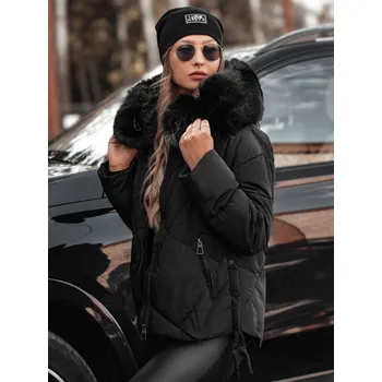 Dámská parka Dámská bunda zimní MODIVA prošívaná s kapucí TY4725 Barva: Černá, Velikost: L