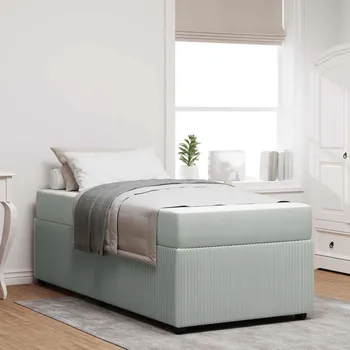 Postel vidaXL Rám postele s matrací Světle šedá 100 x 200 cm textil [3398360]